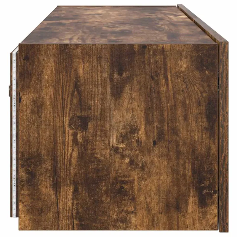 Sieninė TV spintelė su LED lemputėmis, dūminė, 100x35x31cm