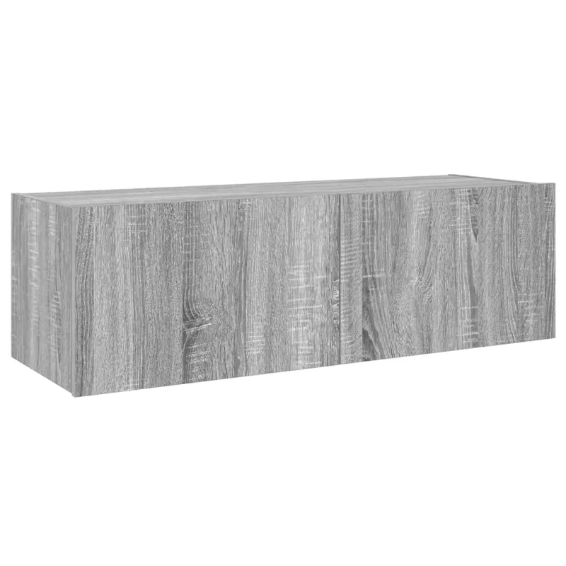 Sieninė TV spintelė su LED lemputėmis, pilka, 100x35x31cm