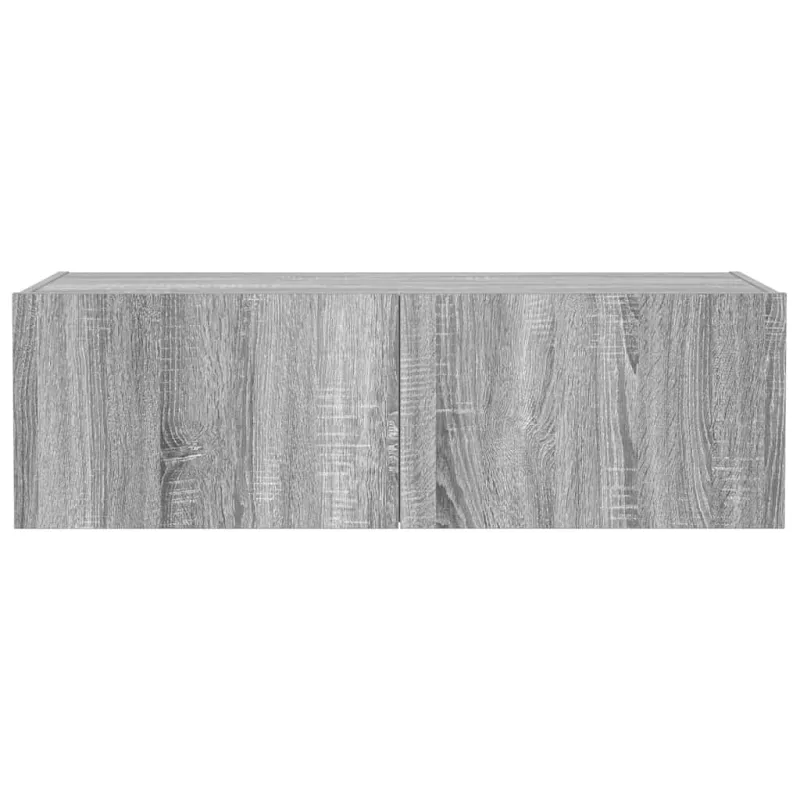 Sieninė TV spintelė su LED lemputėmis, pilka, 100x35x31cm