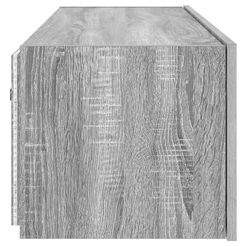 Sieninė TV spintelė su LED lemputėmis, pilka, 100x35x31cm