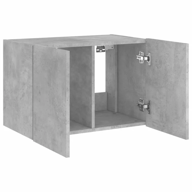 Sieninė TV spintelė su LED lemputėmis, betono pilka, 60x35x41cm