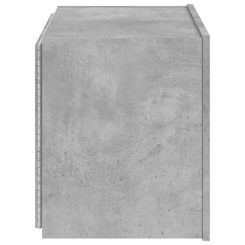 Sieninė TV spintelė su LED lemputėmis, betono pilka, 60x35x41cm