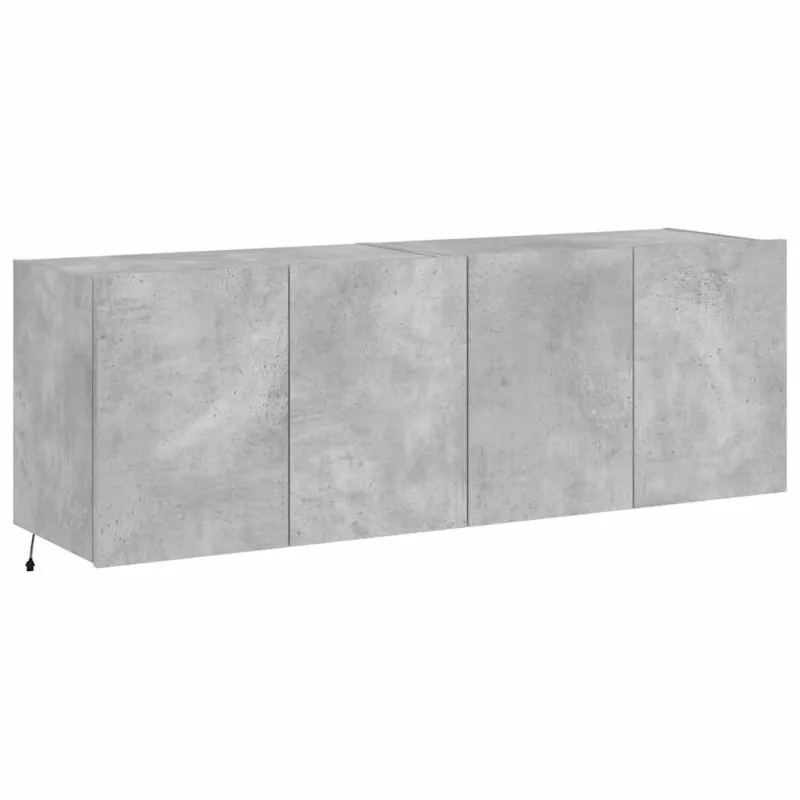 Sieninės TV spintelės su LED, 2vnt., betono pilkos, 60x35x41cm