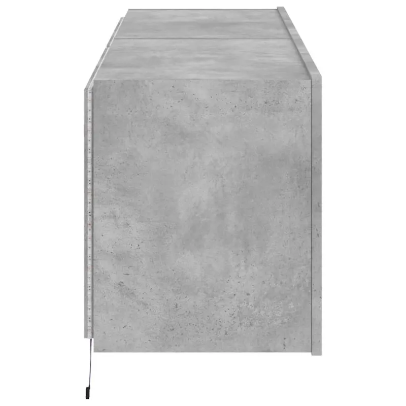 Sieninės TV spintelės su LED, 2vnt., betono pilkos, 60x35x41cm
