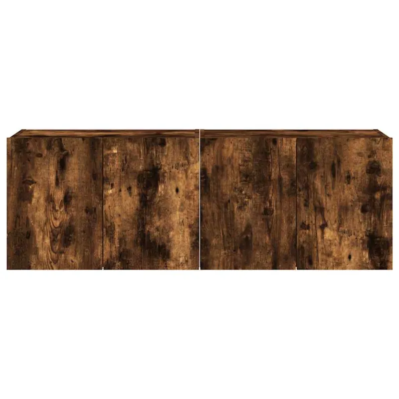 Sieninės TV spintelės su LED, 2vnt., dūminės ąžuolo, 60x35x41cm