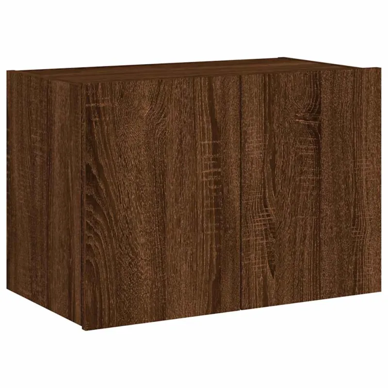 Sieninė TV spintelė su LED lemputėmis, ruda ąžuolo, 60x35x41cm