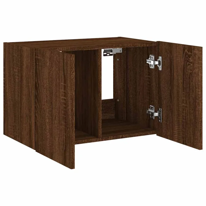 Sieninė TV spintelė su LED lemputėmis, ruda ąžuolo, 60x35x41cm