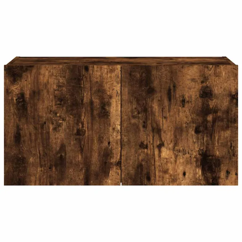 Sieninė TV spintelė su LED lemputėmis, dūminė, 80x35x41cm