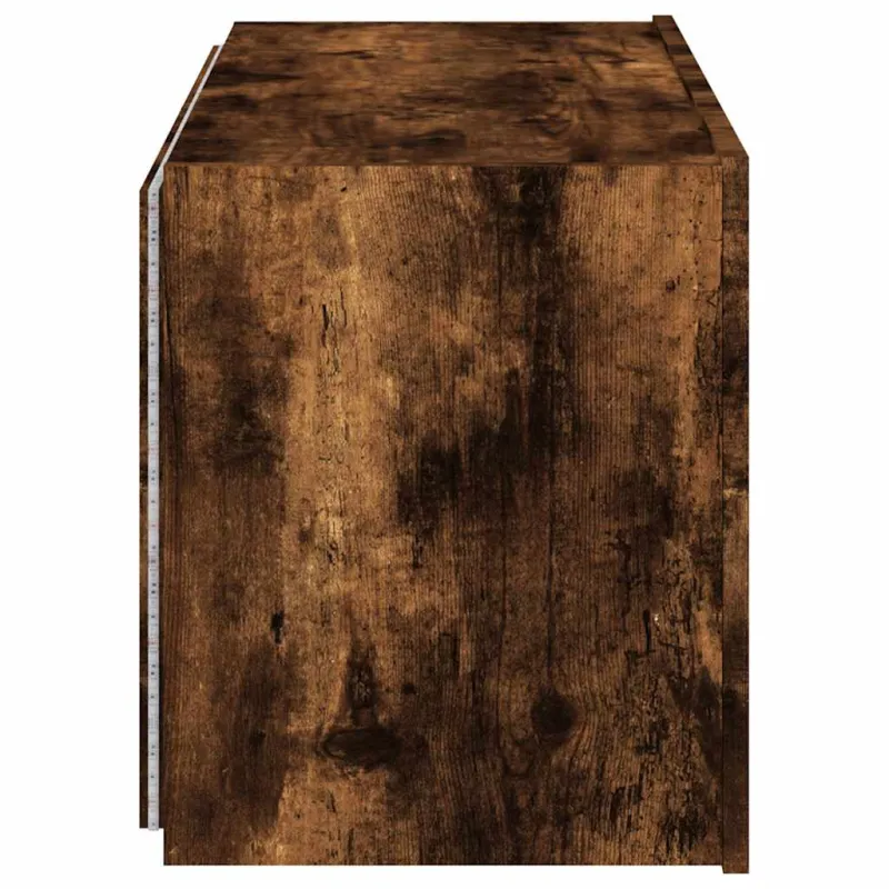 Sieninė TV spintelė su LED lemputėmis, dūminė, 80x35x41cm