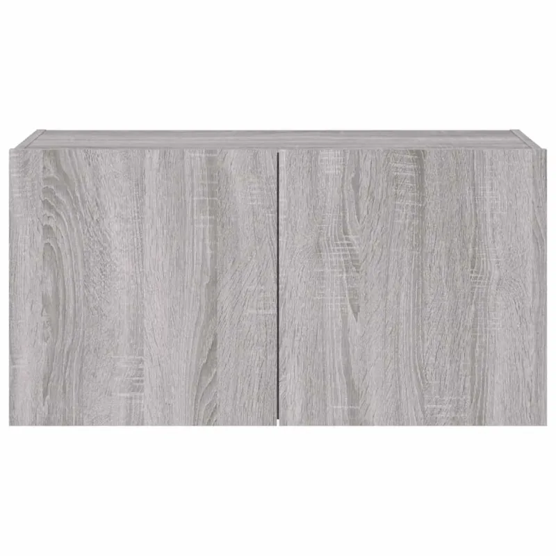 Sieninė TV spintelė su LED lemputėmis, pilka ąžuolo, 80x35x41cm