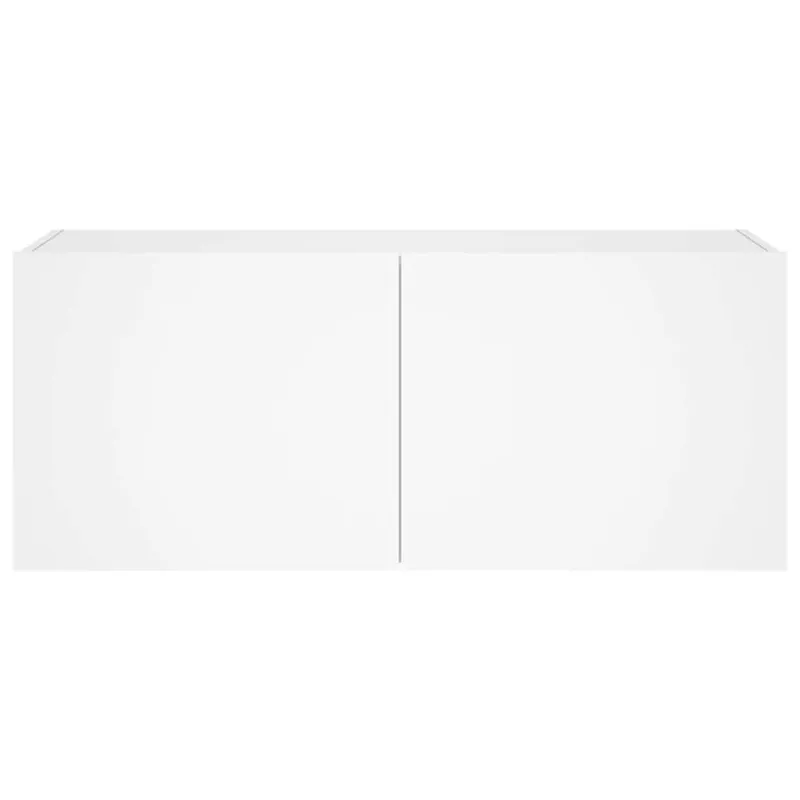 Sieninė TV spintelė su LED lemputėmis, balta, 100x35x41cm