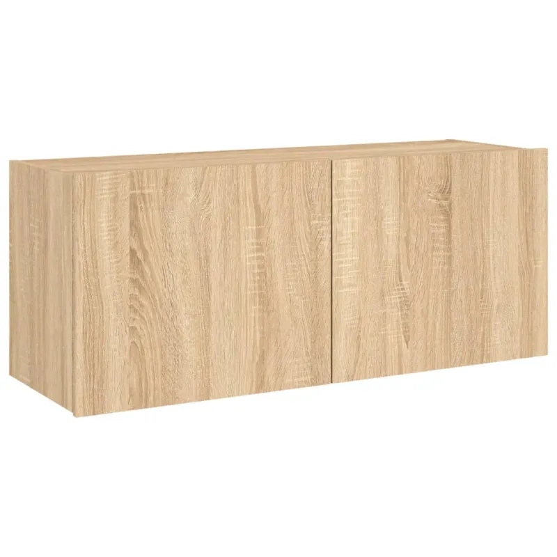 Sieninė TV spintelė su LED lemputėmis, ąžuolo, 100x35x41cm