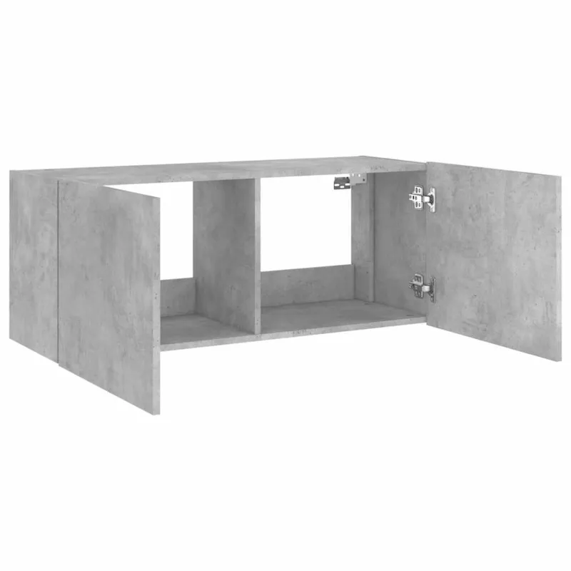 Sieninė TV spintelė su LED lemputėmis, betono, 100x35x41cm