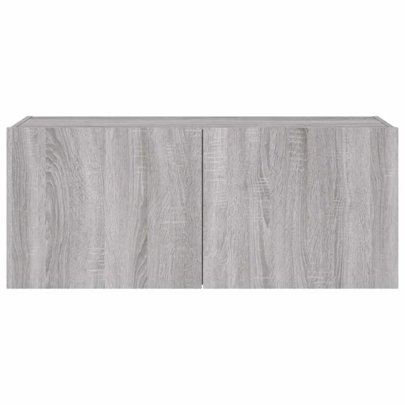 Sieninė TV spintelė su LED lemputėmis, pilka, 100x35x41cm