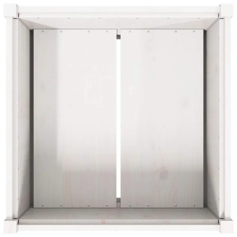 Sodo lovelis, baltas, 70x70x70cm, pušies medienos masyvas