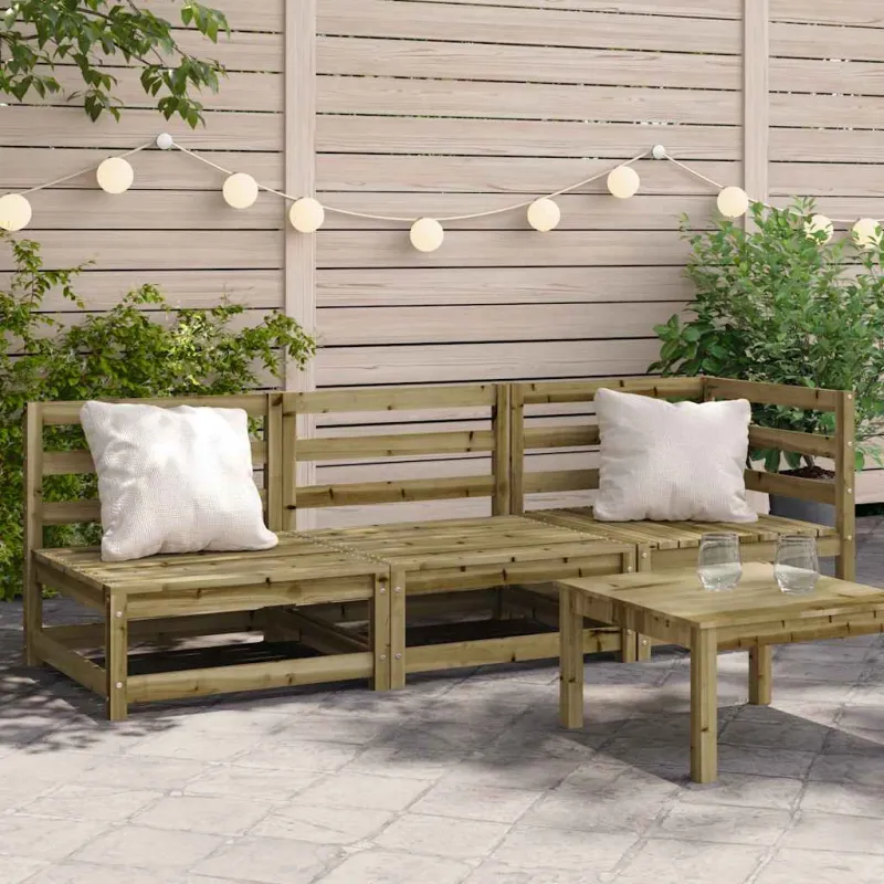 Trivietė sodo sofa, impregnuota pušies mediena