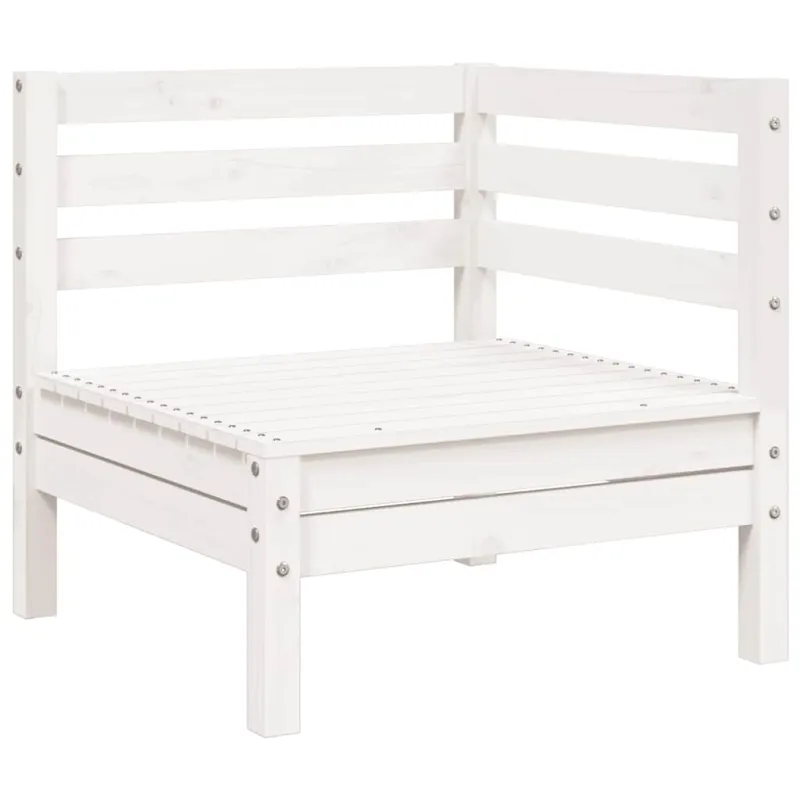 Trivietė sodo sofa, baltos spalvos, pušies medienos masyvas