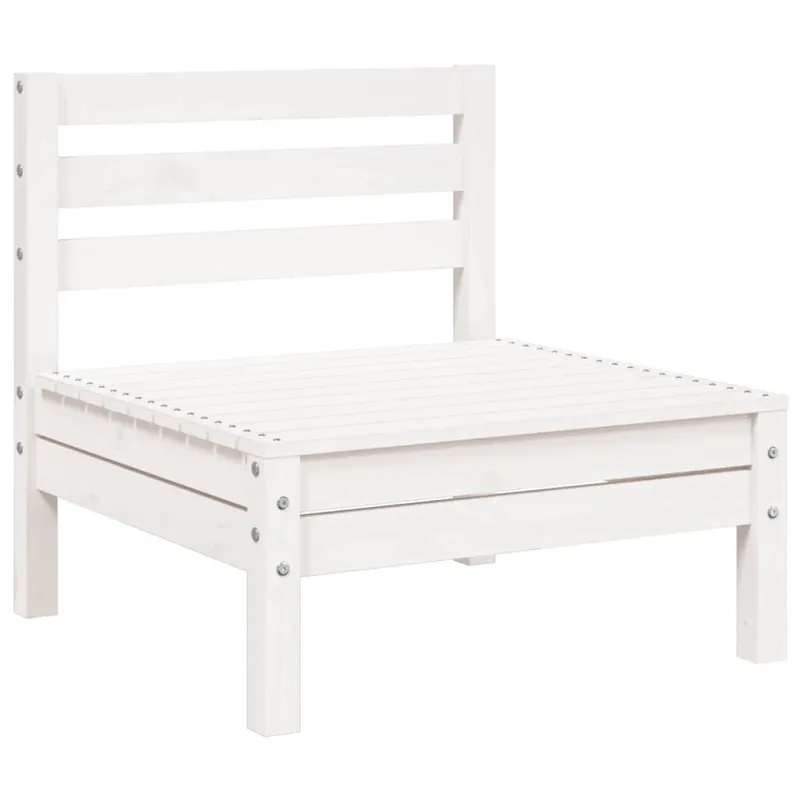 Trivietė sodo sofa, baltos spalvos, pušies medienos masyvas