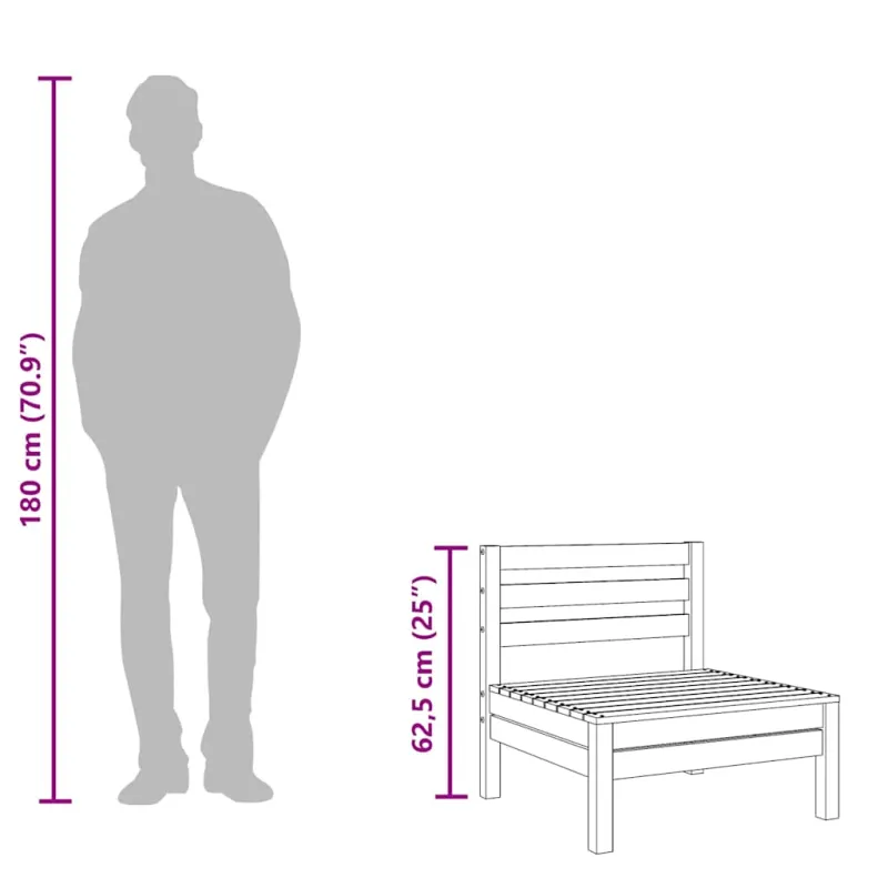 Trivietė sodo sofa, pušies medienos masyvas