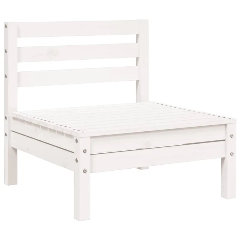 Trivietė sodo sofa, baltos spalvos, pušies medienos masyvas