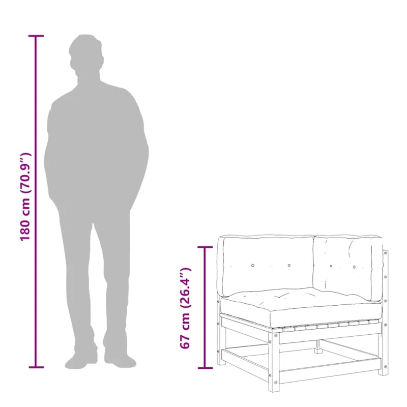 Kampinė sodo sofos dalis su pagalvėlėmis, impregnuota pušis