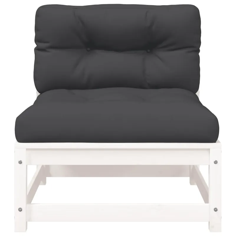 Dvivietė sodo sofa su pagalvėlėmis, balta, pušies masyvas