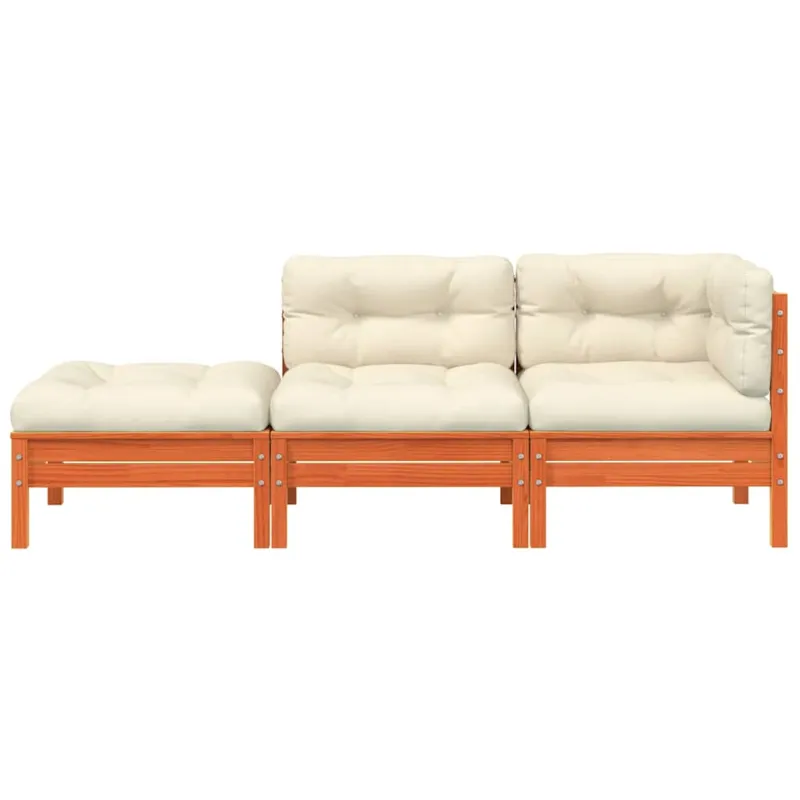 trivietė sodo sofa su pagalvėlėmis ir pakoja