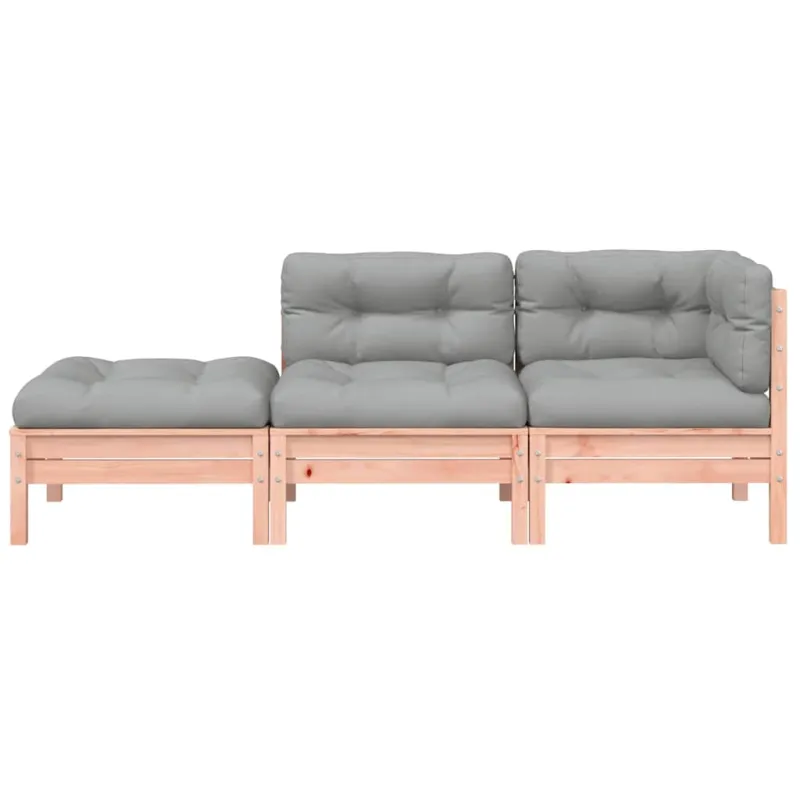 trivietė sodo sofa su pagalvėlėmis ir pakoja