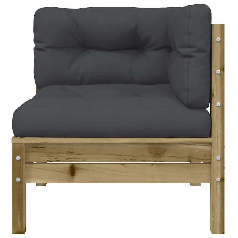 trivietė sodo sofa su pagalvėlėmis ir pakoja