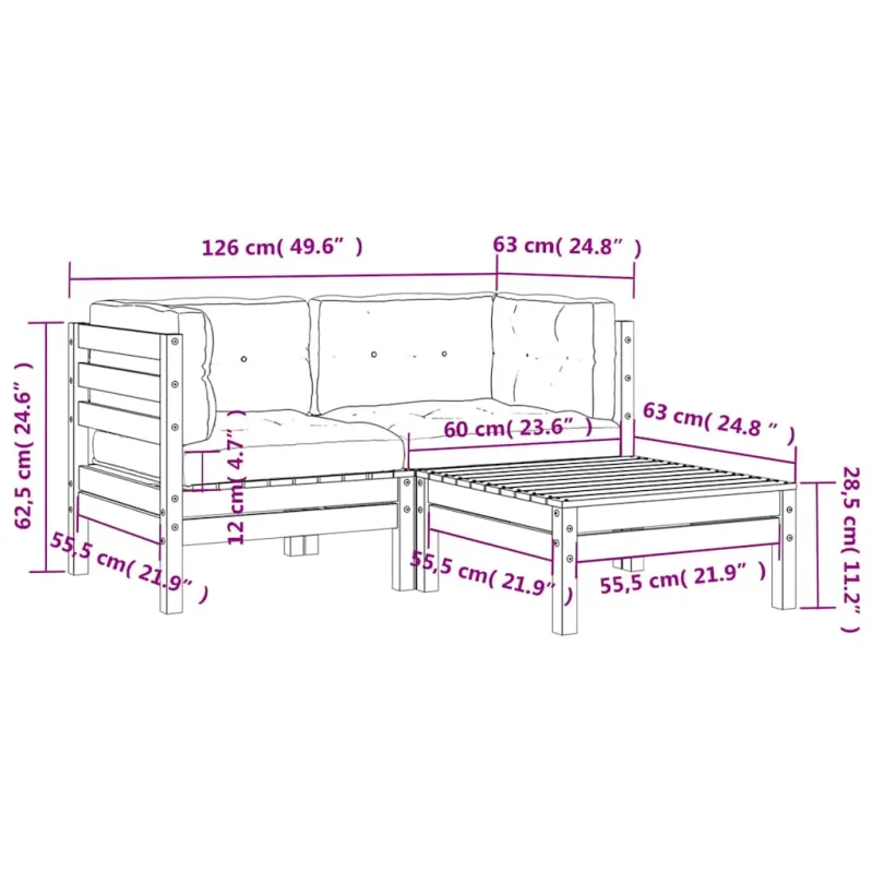 Dvivietė sodo sofa su pagalvėlėmis ir pakoja