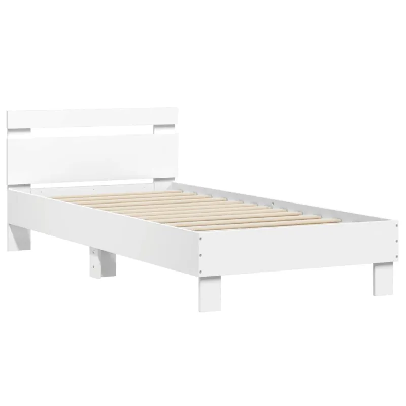Lovos rėmas su galvūgaliu ir LED lemputėmis, baltas, 75x190cm