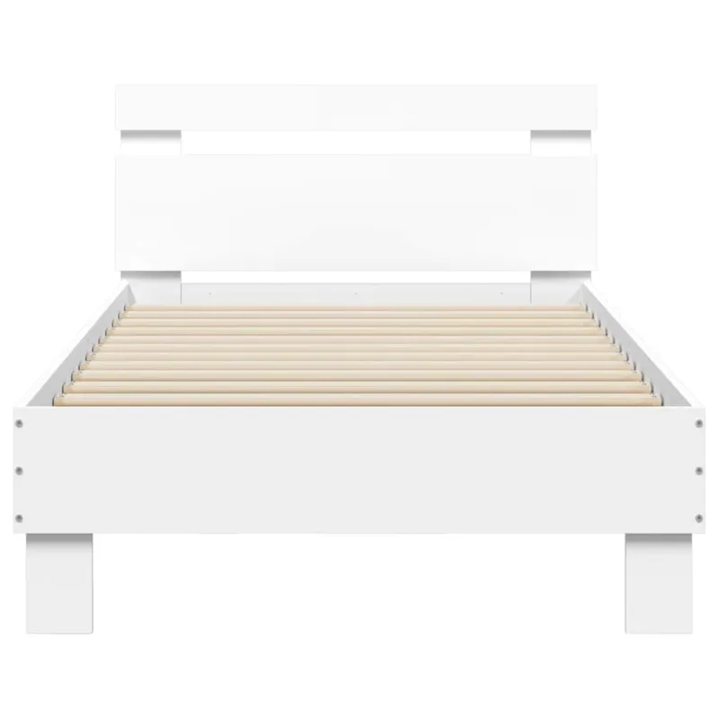 Lovos rėmas su galvūgaliu ir LED lemputėmis, baltas, 75x190cm