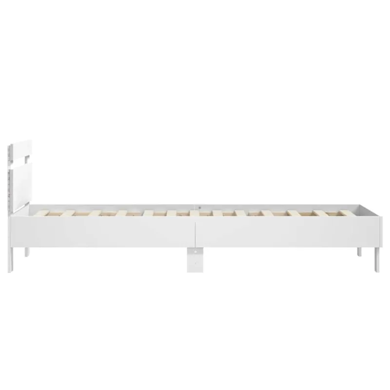 Lovos rėmas su galvūgaliu ir LED lemputėmis, baltas, 75x190cm