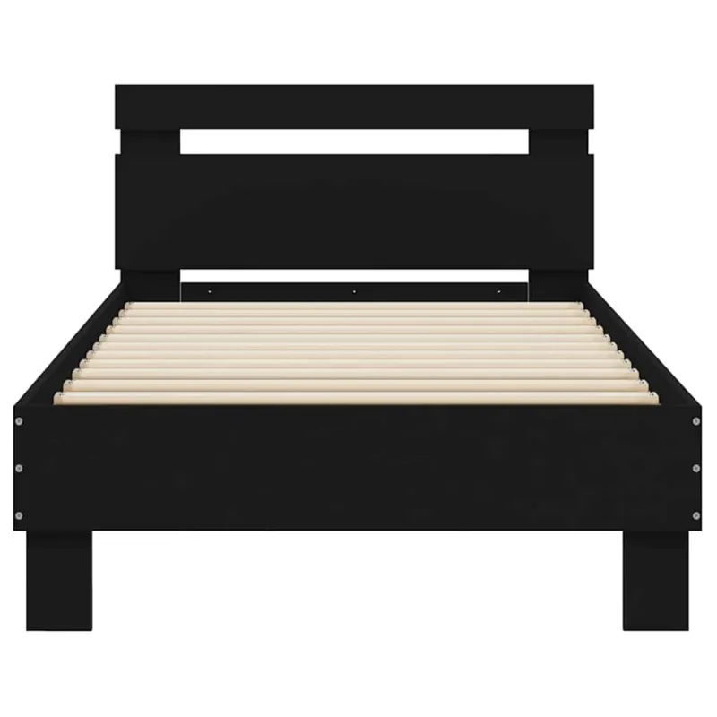 Lovos rėmas su galvūgaliu ir LED lemputėmis, juodas, 75x190cm