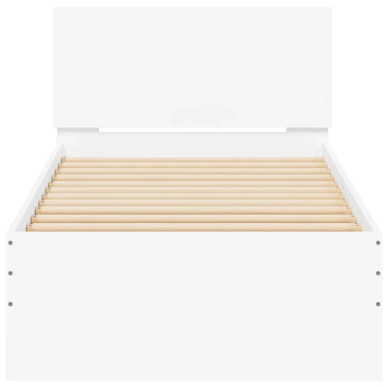 Lovos rėmas su galvūgaliu ir LED lemputėmis, baltas, 90x190cm