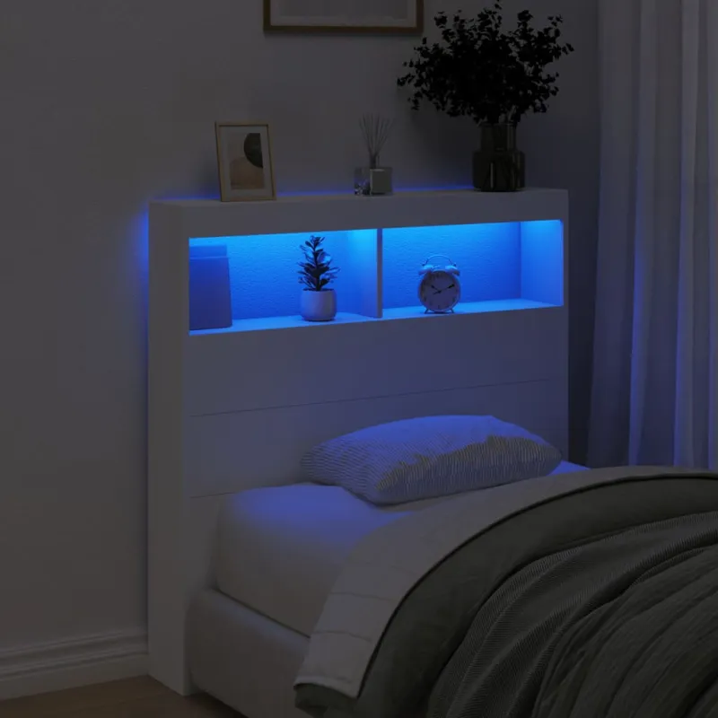 Galvūgalis-spintelė su LED, baltos spalvos, 100x17x102cm