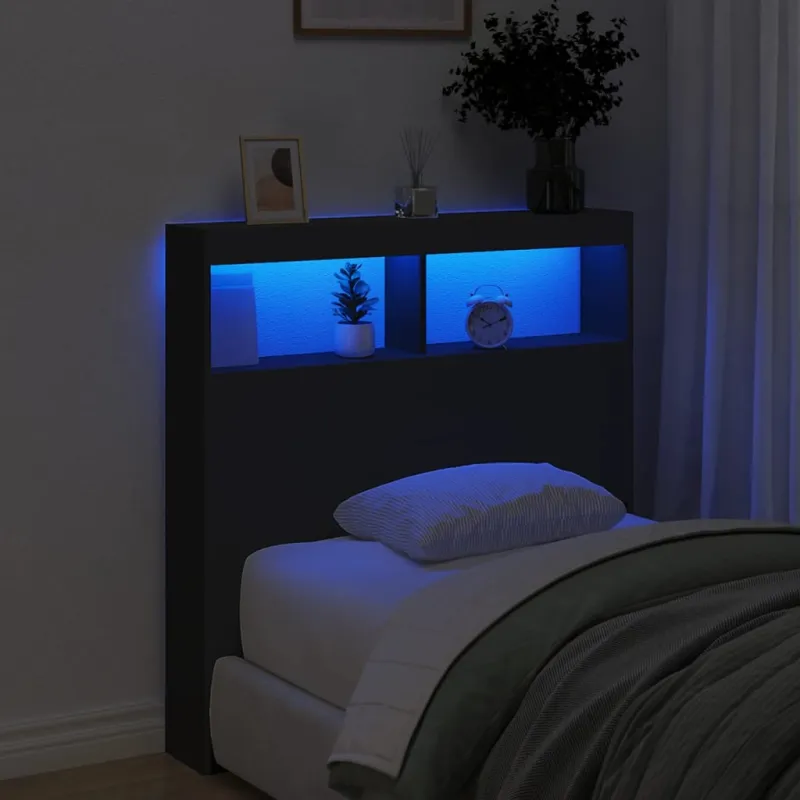 Galvūgalis-spintelė su LED, juodos spalvos, 100x17x102cm