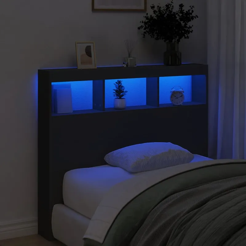 Galvūgalis-spintelė su LED, juodos spalvos, 120x17x102cm