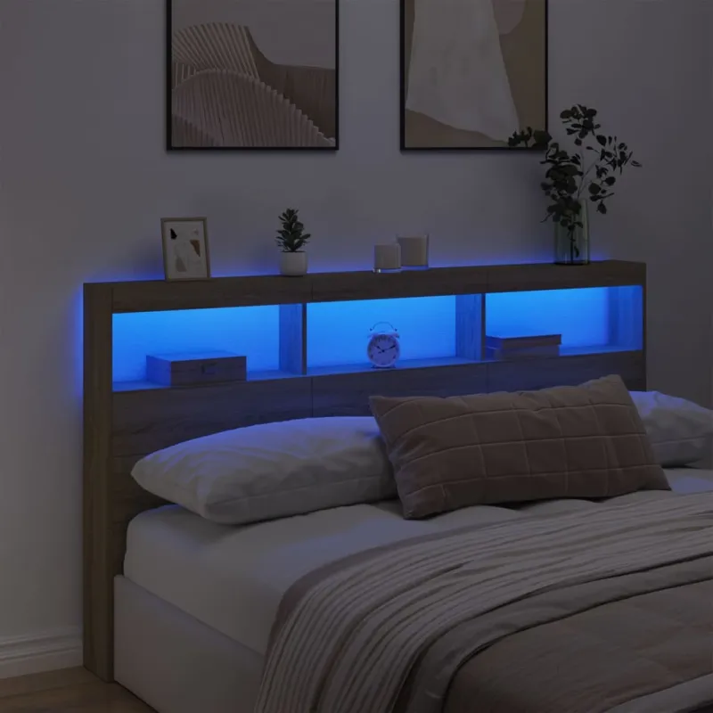 Galvūgalis-spintelė su LED, ąžuolo spalvos, 180x17x102cm
