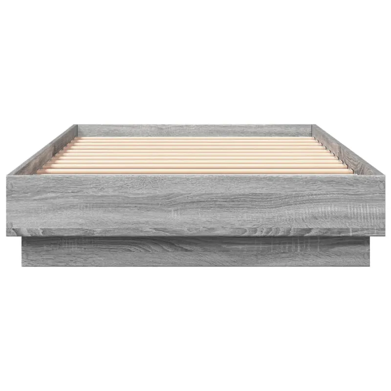 Lovos rėmas su LED lemputėmis, pilkos ąžuolo spalvos, 90x200cm