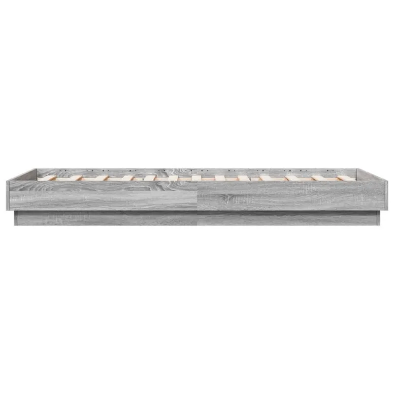 Lovos rėmas su LED lemputėmis, pilkos ąžuolo spalvos, 75x190cm