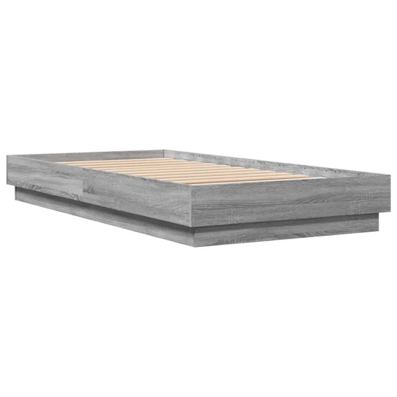 Lovos rėmas su LED lemputėmis, pilkos ąžuolo spalvos, 75x190cm