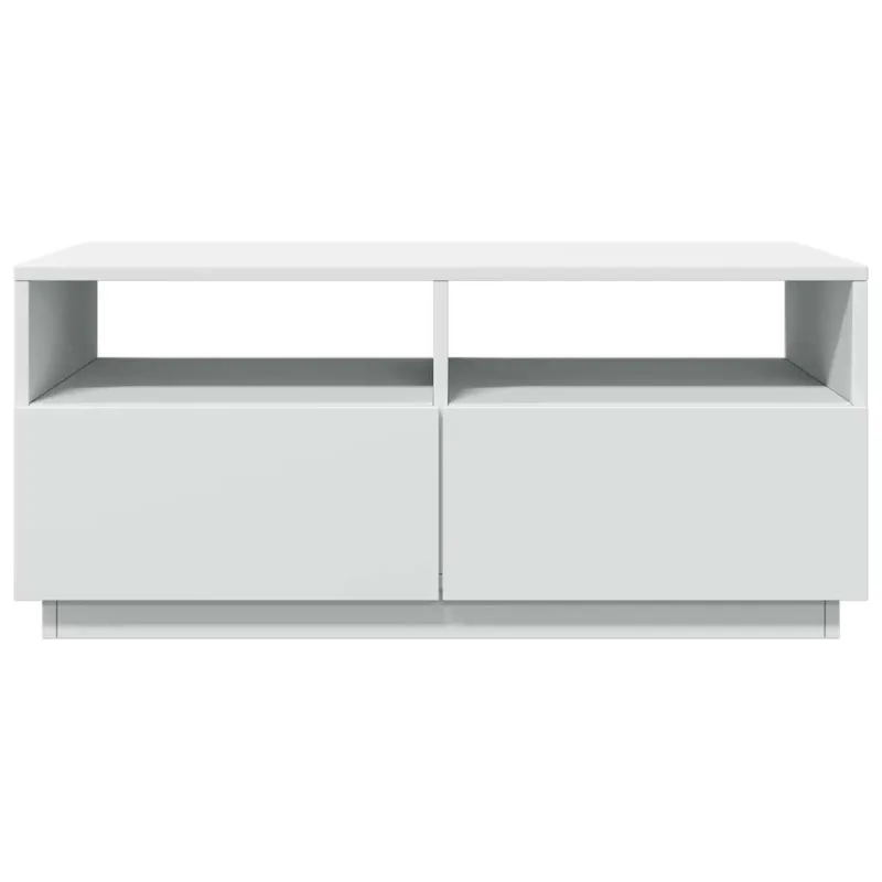 Kavos staliukas su LED lemputėmis, baltos spalvos, 90x49x40cm