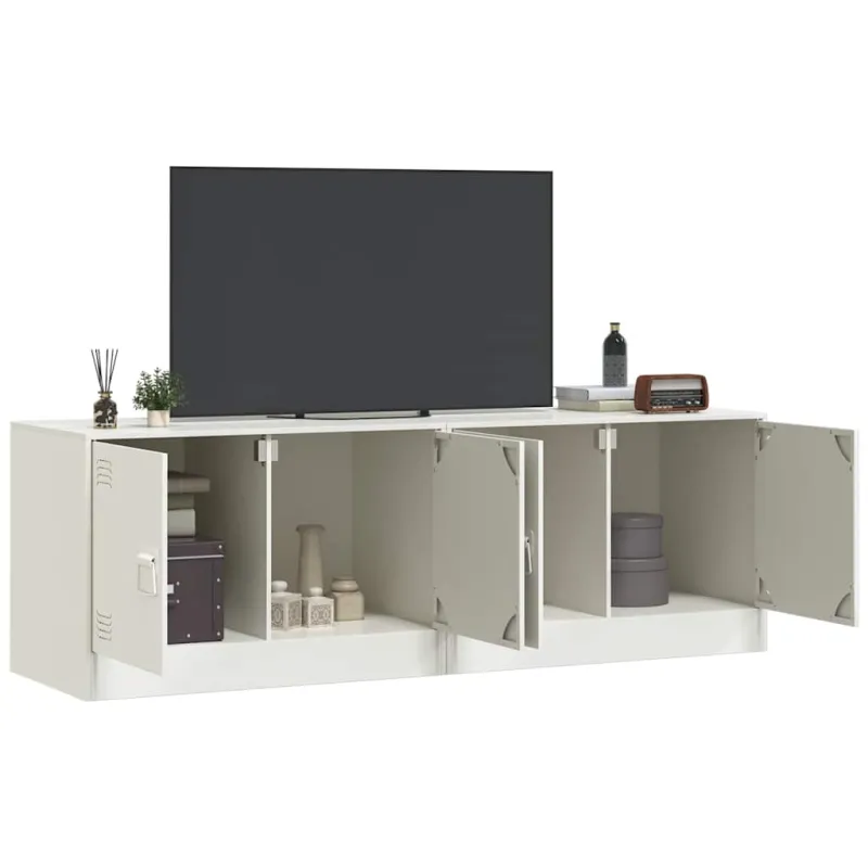 Televizoriaus spintelės, 2vnt., baltos, 67x39x44cm, plienas