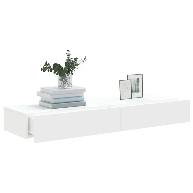 TV spintelės su LED lemputėmis, 2vnt., baltos, 60x35x15,5cm