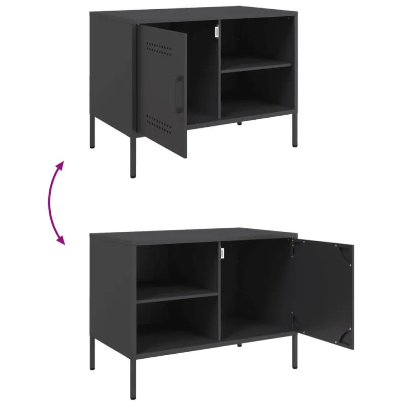 Televizoriaus spintelės, 2vnt., juodos, 68x39x50,5cm, plienas
