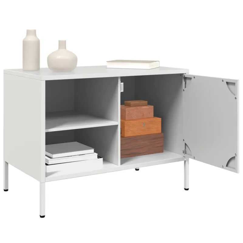Televizoriaus spintelės, 2vnt., baltos, 68x39x50,5cm, plienas