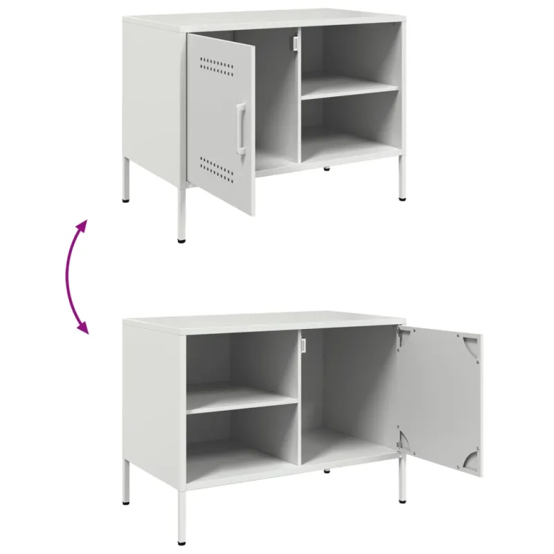 Televizoriaus spintelės, 2vnt., baltos, 68x39x50,5cm, plienas