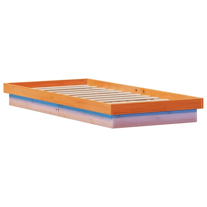 LED lovos rėmas, vaško rudas, 90x200cm, pušies medienos masyvas