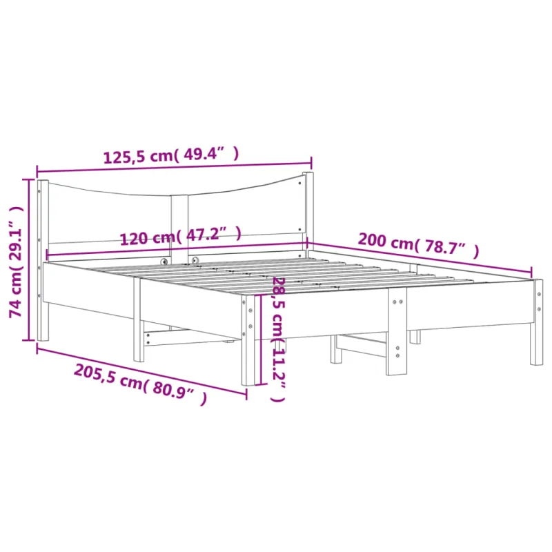 Lovos rėmas be čiužinio, vaško ruda, 120x200cm, pušis